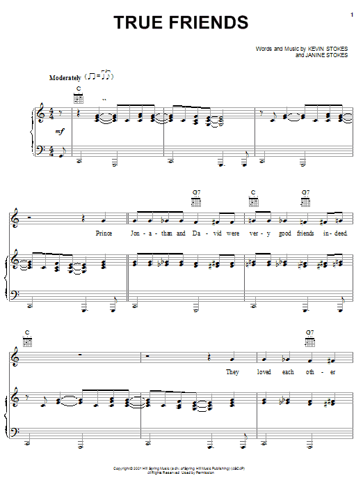 Kevin Stokes True Friends Sheet Music Notes & Chords for Piano, Vocal & Guitar (Right-Hand Melody) - Download or Print PDF