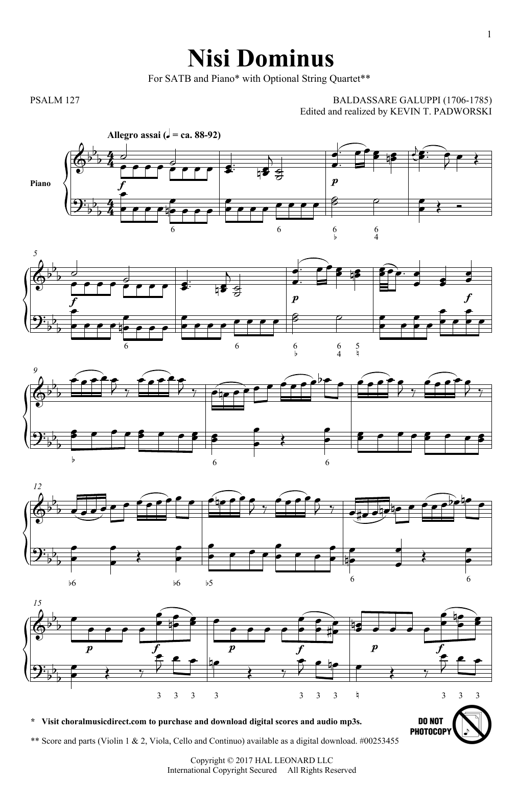 Kevin T. Padworski Nisi Dominus Sheet Music Notes & Chords for SATB - Download or Print PDF
