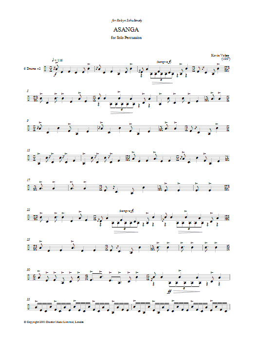 Kevin Volans Asanga Sheet Music Notes & Chords for Percussion - Download or Print PDF