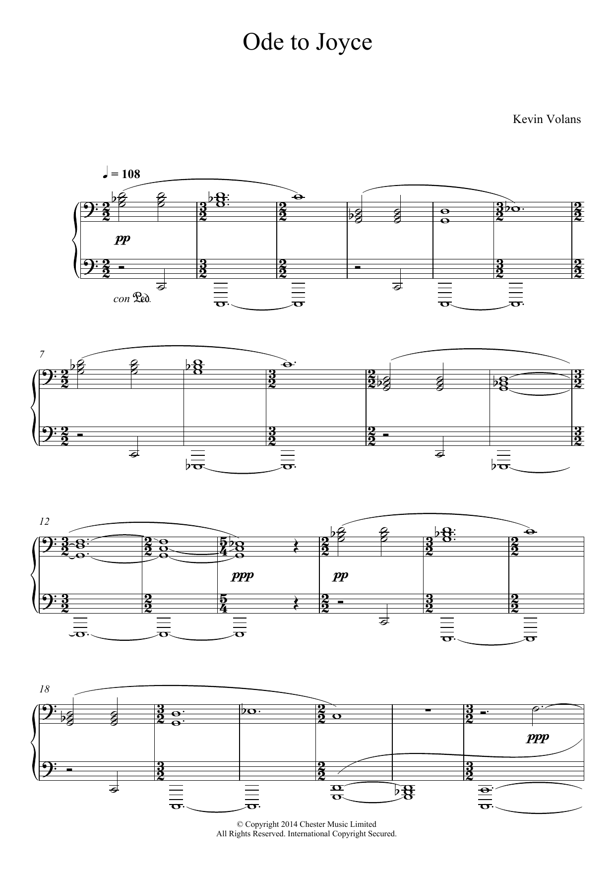 Kevin Volans Ode To Joyce (From 'Pint Sized Piano Pieces') Sheet Music Notes & Chords for Easy Piano - Download or Print PDF