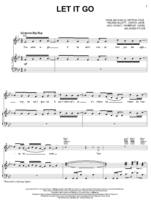 Keyshia Cole featuring Missy Elliott & Lil' Kim Let It Go Sheet Music Notes & Chords for Piano, Vocal & Guitar (Right-Hand Melody) - Download or Print PDF