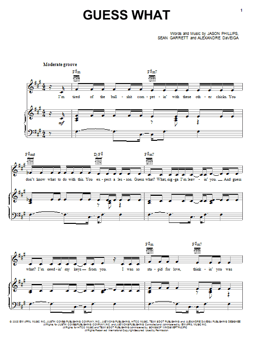 Keyshia Cole Guess What Sheet Music Notes & Chords for Piano, Vocal & Guitar (Right-Hand Melody) - Download or Print PDF