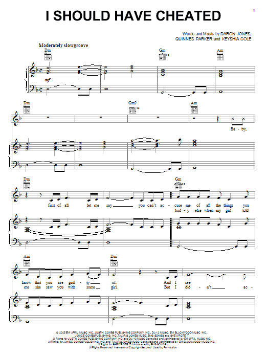 Keyshia Cole I Should Have Cheated Sheet Music Notes & Chords for Piano, Vocal & Guitar (Right-Hand Melody) - Download or Print PDF