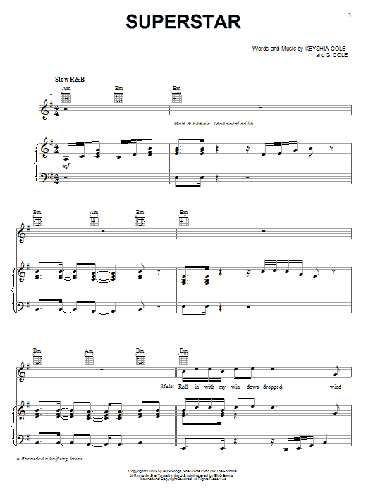Keyshia Cole Superstar Sheet Music Notes & Chords for Piano, Vocal & Guitar (Right-Hand Melody) - Download or Print PDF Keyshia Cole Superstar Sheet Music Notes & Chords for Piano, Vocal & Guitar (Right-Hand Melody) - Download or Print PDF
