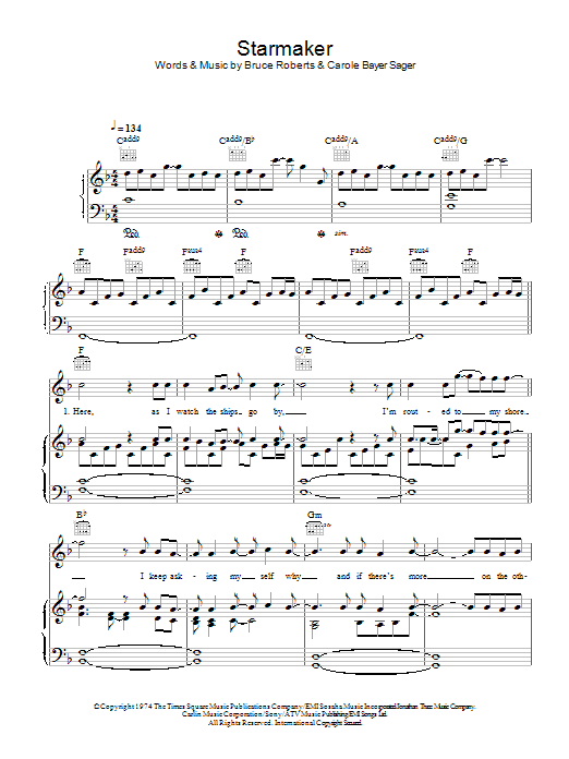 Kids From Fame Starmaker Sheet Music Notes & Chords for Piano, Vocal & Guitar (Right-Hand Melody) - Download or Print PDF