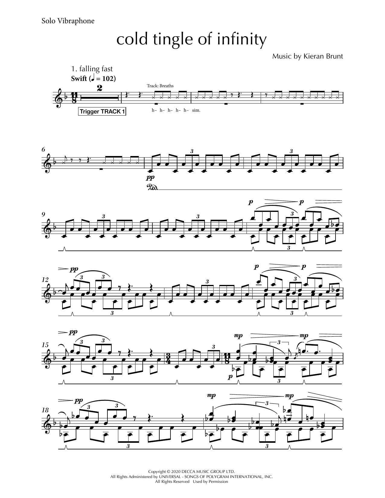 Kieran Brunt Cold Tingle Of Infinity Sheet Music Notes & Chords for Vibraphone Solo - Download or Print PDF