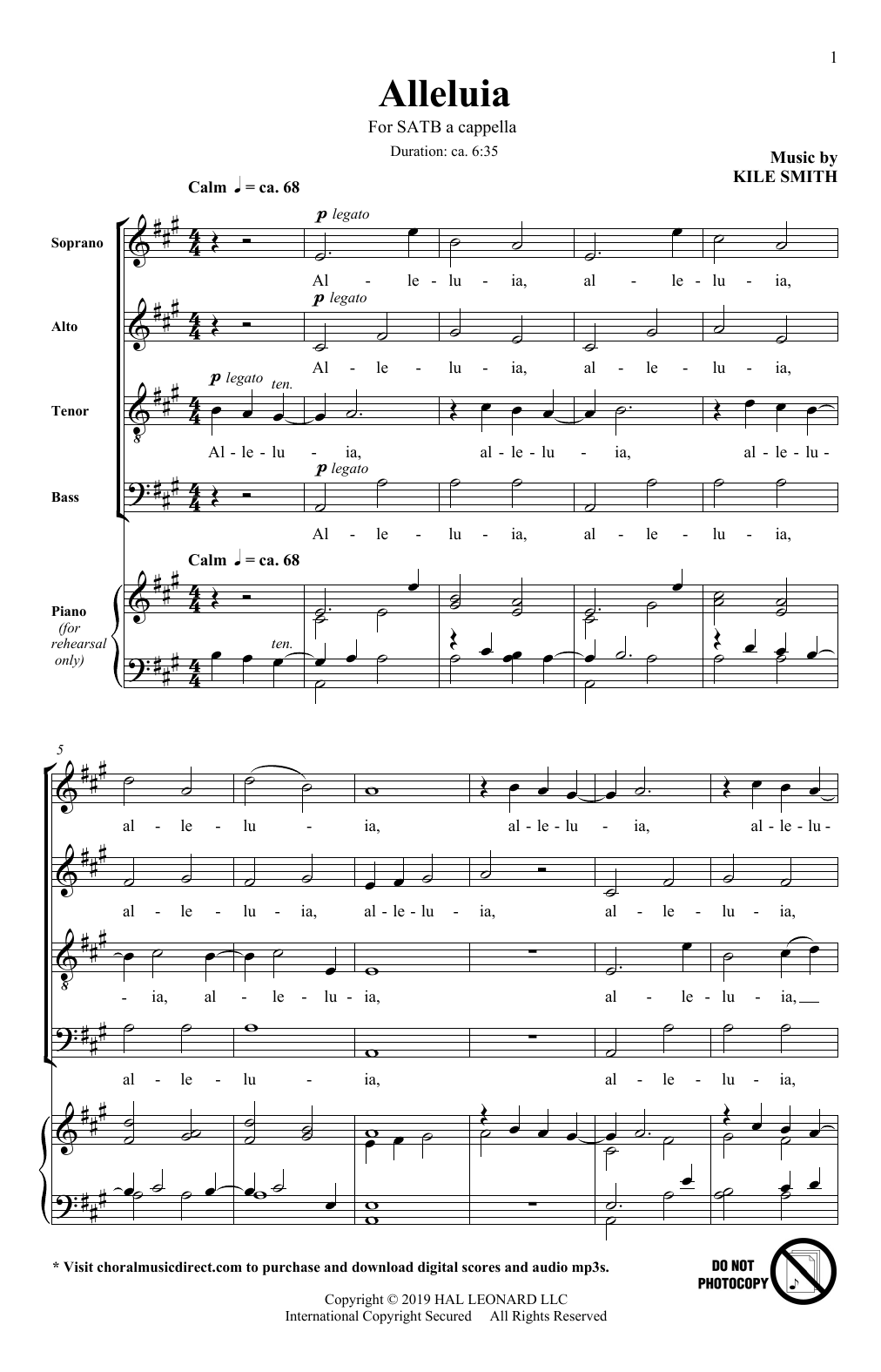 Kile Smith Alleluia Sheet Music Notes & Chords for SATB Choir - Download or Print PDF
