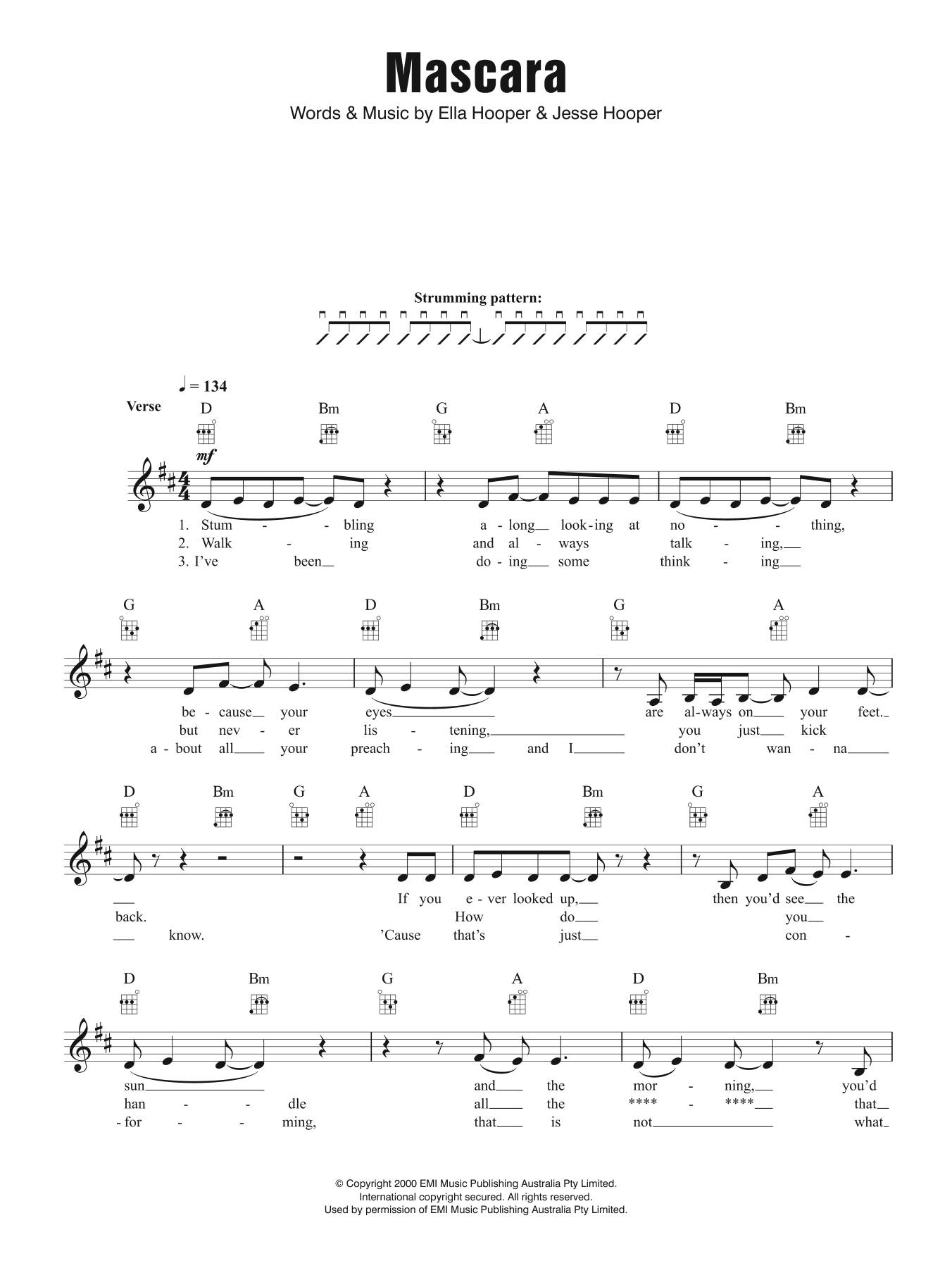 Killing Heidi Mascara Sheet Music Notes & Chords for Ukulele - Download or Print PDF