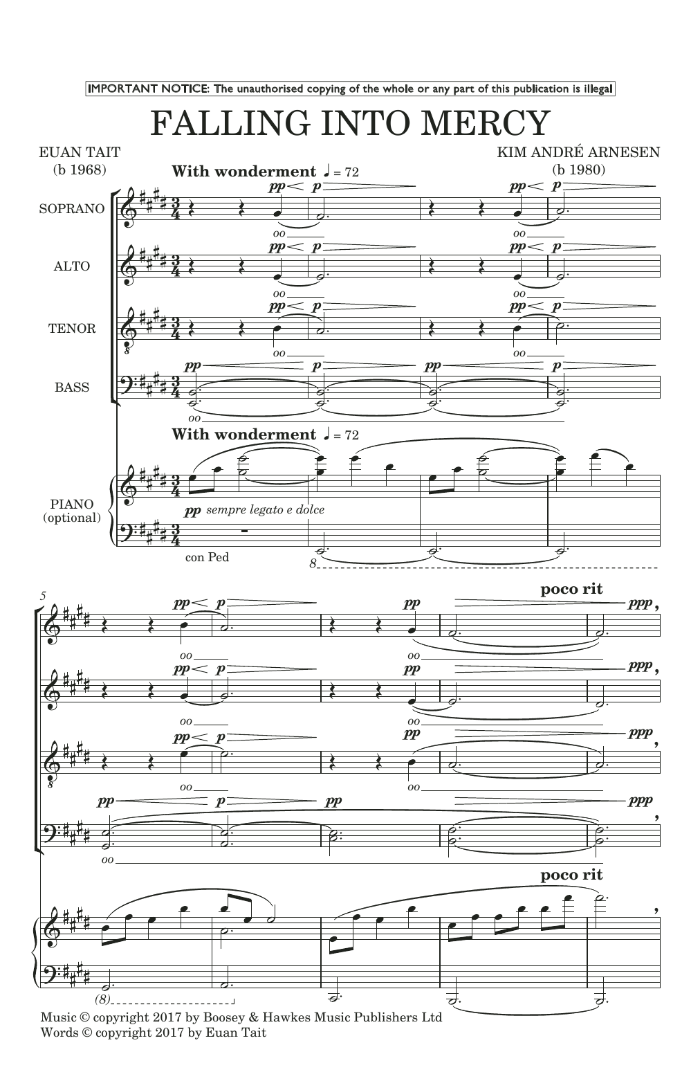 Kim André Arnesen Falling Into Mercy Sheet Music Notes & Chords for SATB Choir - Download or Print PDF