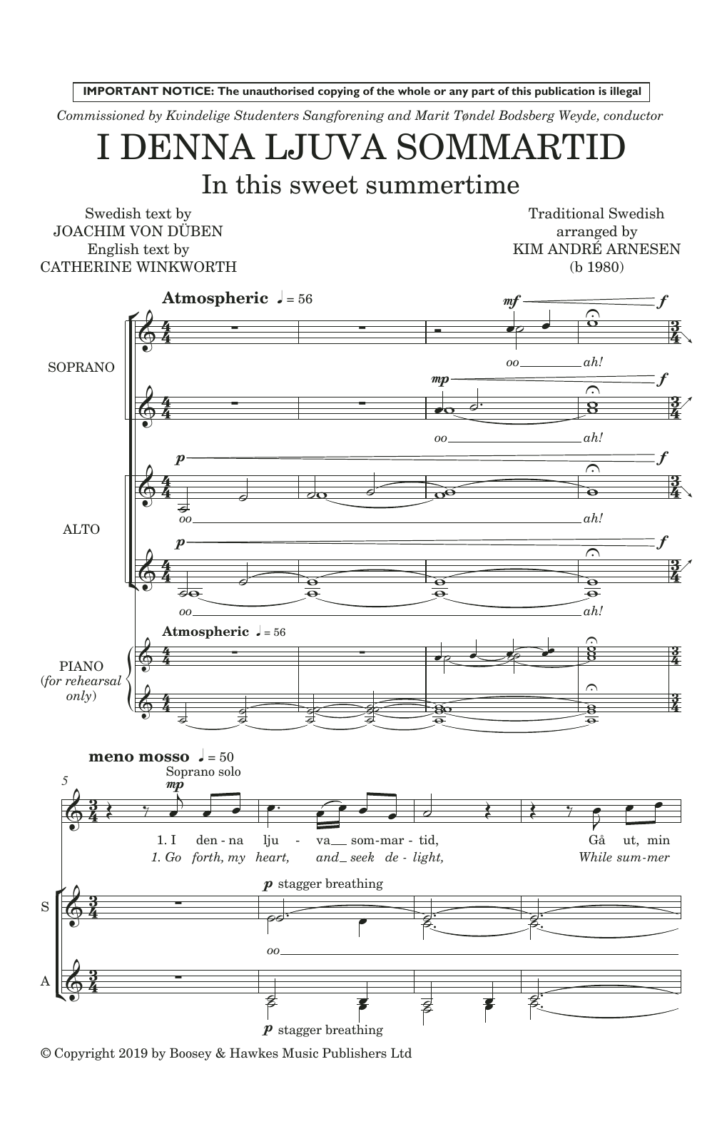 Kim André Arnesen I Denna Ljuva Sommartid Sheet Music Notes & Chords for SSA Choir - Download or Print PDF