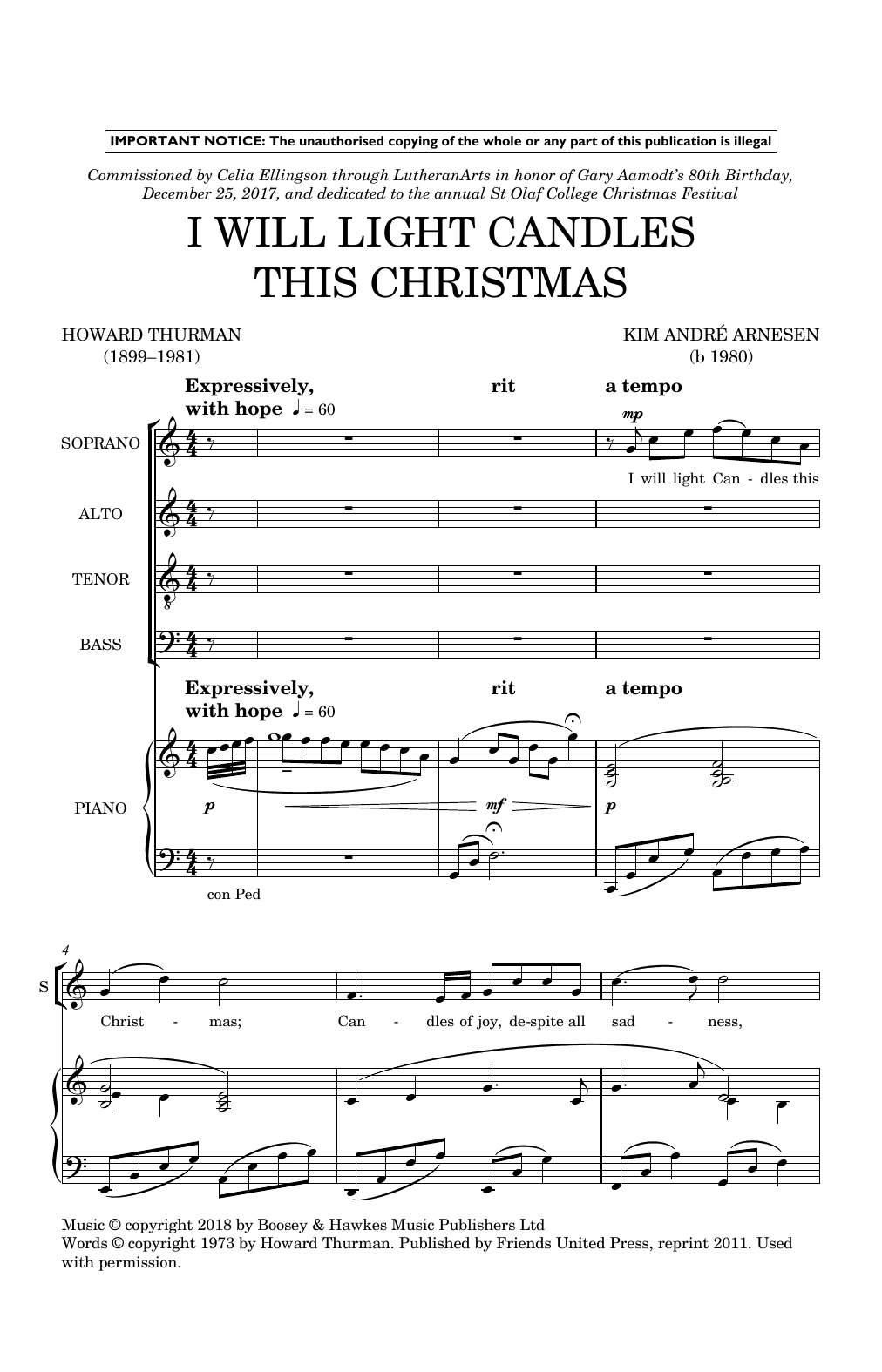 Kim Andre Arnesen I Will Light Candles This Christmas Sheet Music Notes & Chords for SATB Choir - Download or Print PDF