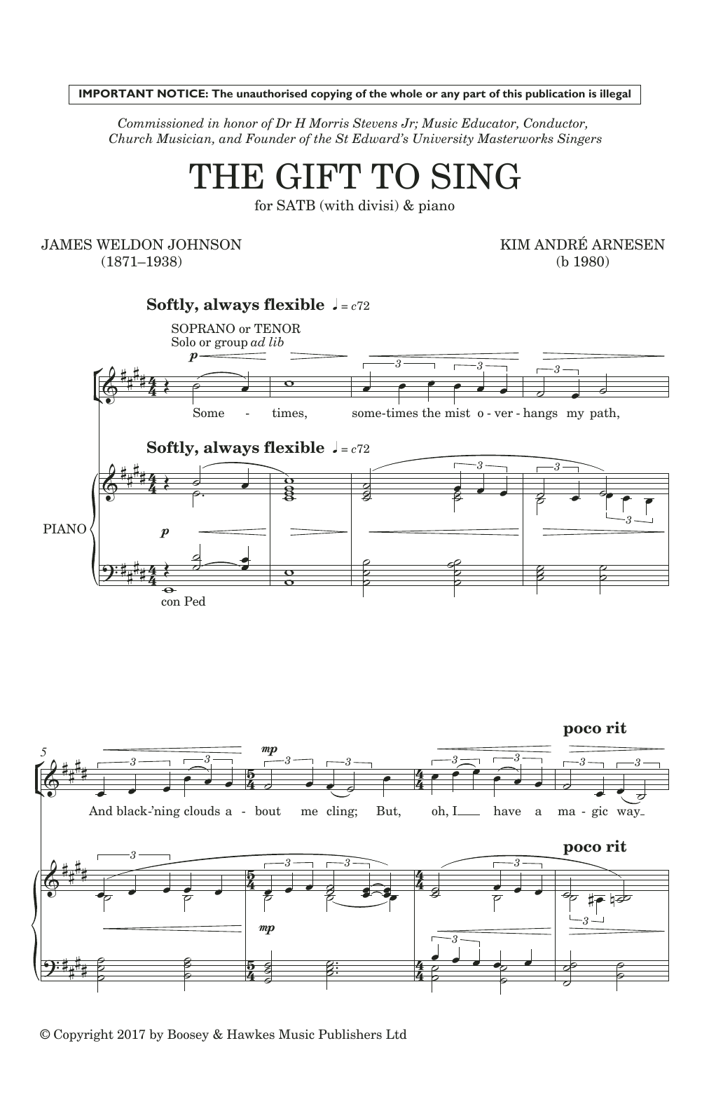 Kim André Arnesen The Gift To Sing Sheet Music Notes & Chords for SATB Choir - Download or Print PDF
