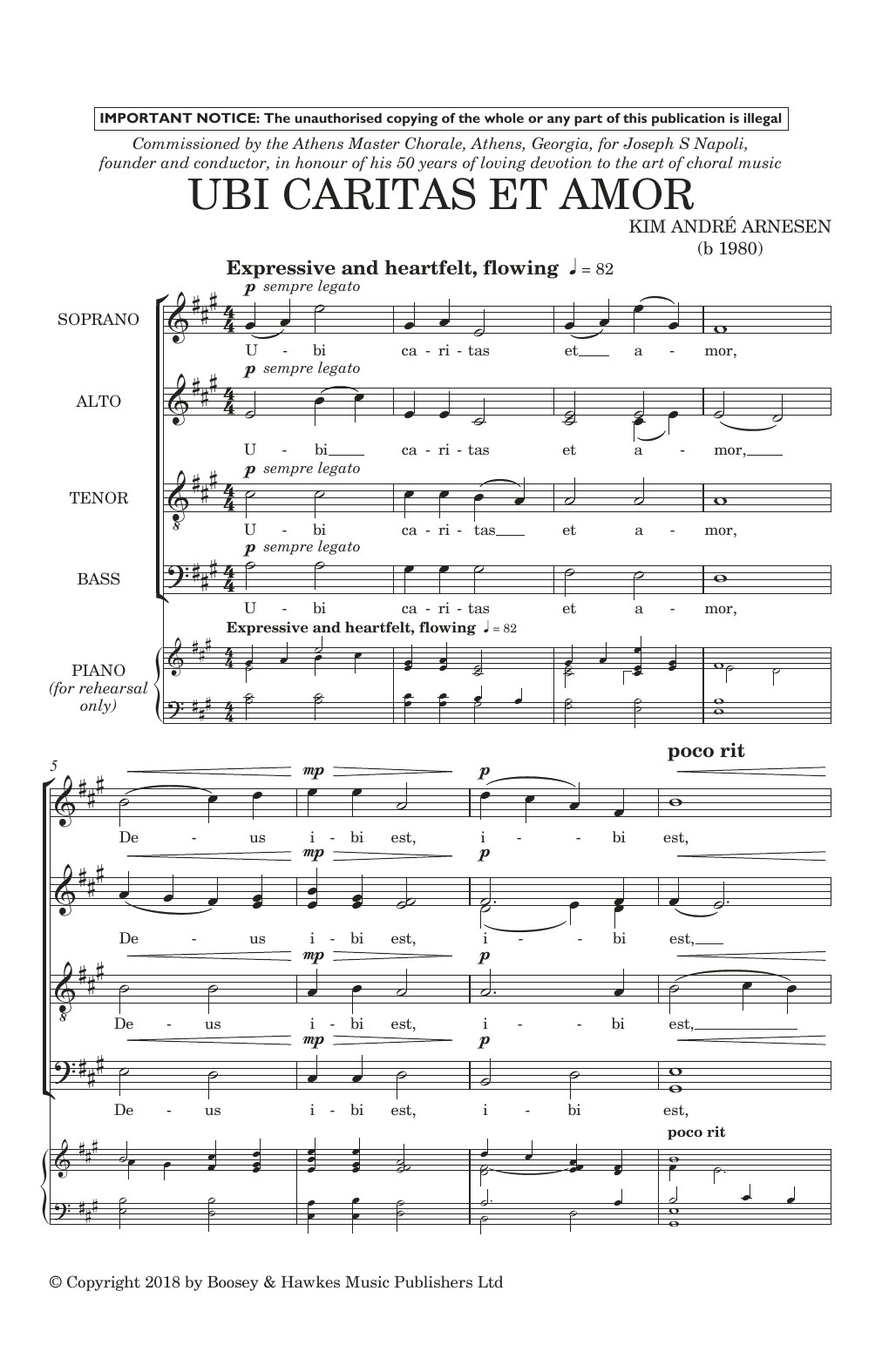 Kim Andre Arnesen Ubi Caritas Et Amor Sheet Music Notes & Chords for SATB Choir - Download or Print PDF