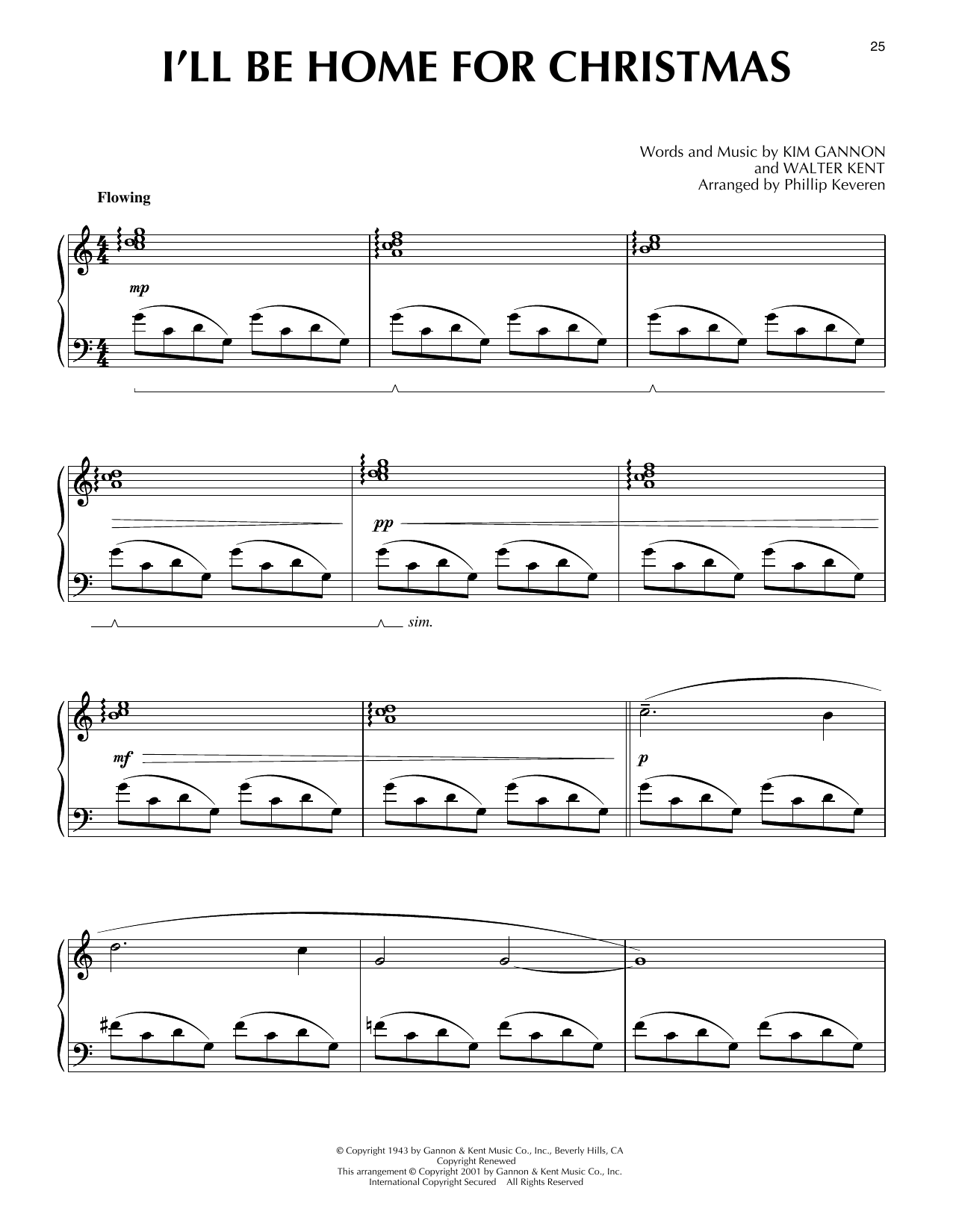 Kim Gannon & Walter Kent I'll Be Home For Christmas [Jazz version] (arr. Phillip Keveren) Sheet Music Notes & Chords for Piano Solo - Download or Print PDF