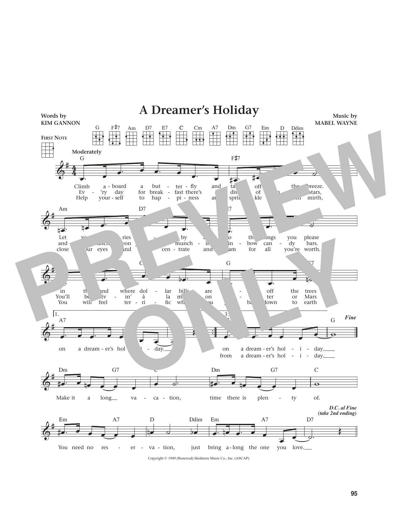 Kim Gannon A Dreamer's Holiday (from The Daily Ukulele) (arr. Jim Beloff) Sheet Music Notes & Chords for Ukulele - Download or Print PDF