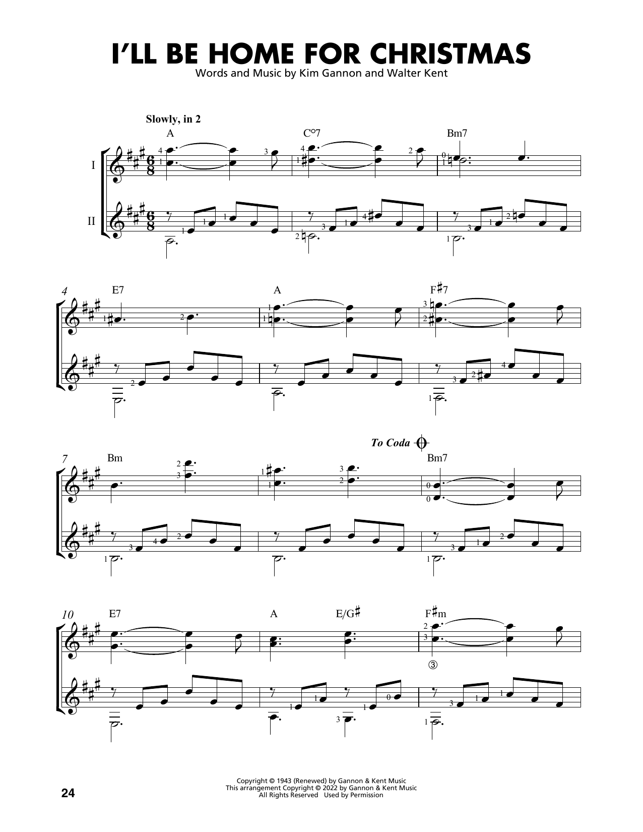 Kim Gannon I'll Be Home For Christmas (arr. Mark Phillips) Sheet Music Notes & Chords for Easy Guitar Tab - Download or Print PDF