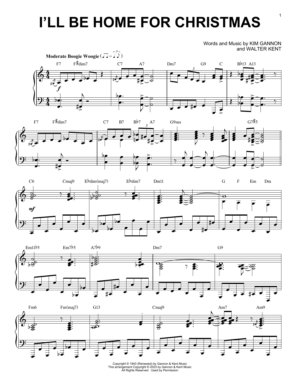 Kim Gannon I'll Be Home For Christmas [Boogie Woogie version] (arr. Brent Edstrom) Sheet Music Notes & Chords for Piano Solo - Download or Print PDF