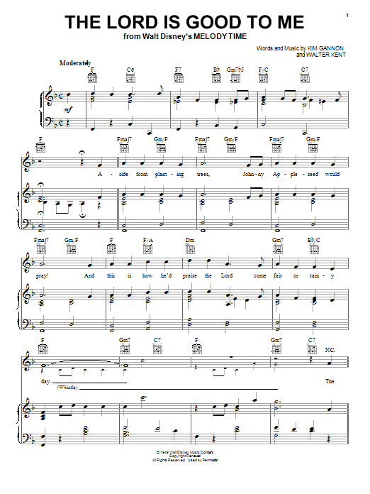 Kim Gannon The Lord Is Good To Me Sheet Music Notes & Chords for Piano, Vocal & Guitar (Right-Hand Melody) - Download or Print PDF