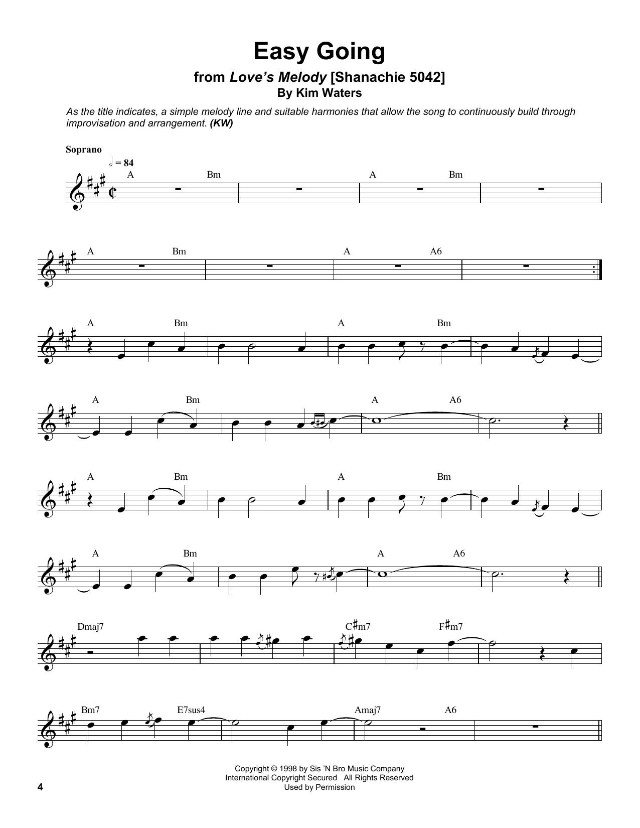 Kim Waters Easy Going Sheet Music Notes & Chords for Soprano Sax Transcription - Download or Print PDF