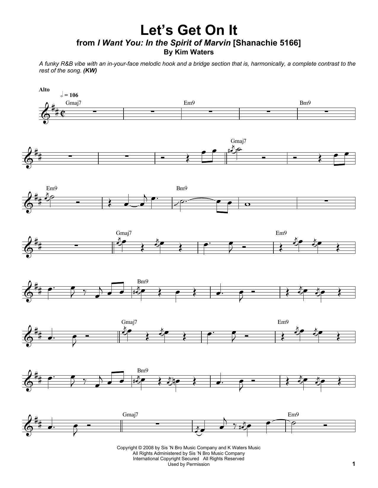 Kim Waters Let's Get On It Sheet Music Notes & Chords for Alto Sax Transcription - Download or Print PDF