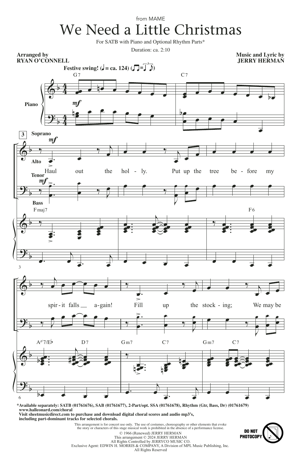 Kimberley Locke We Need A Little Christmas (from Mame) (arr. Ryan O'Connell) Sheet Music Notes & Chords for SATB Choir - Download or Print PDF