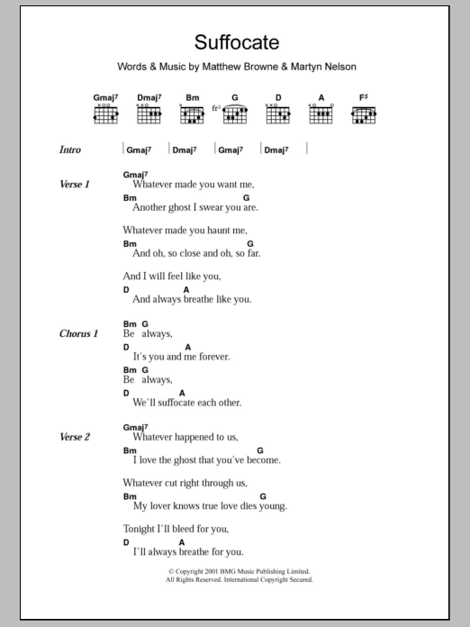 King Adora Suffocate Sheet Music Notes & Chords for Lyrics & Chords - Download or Print PDF