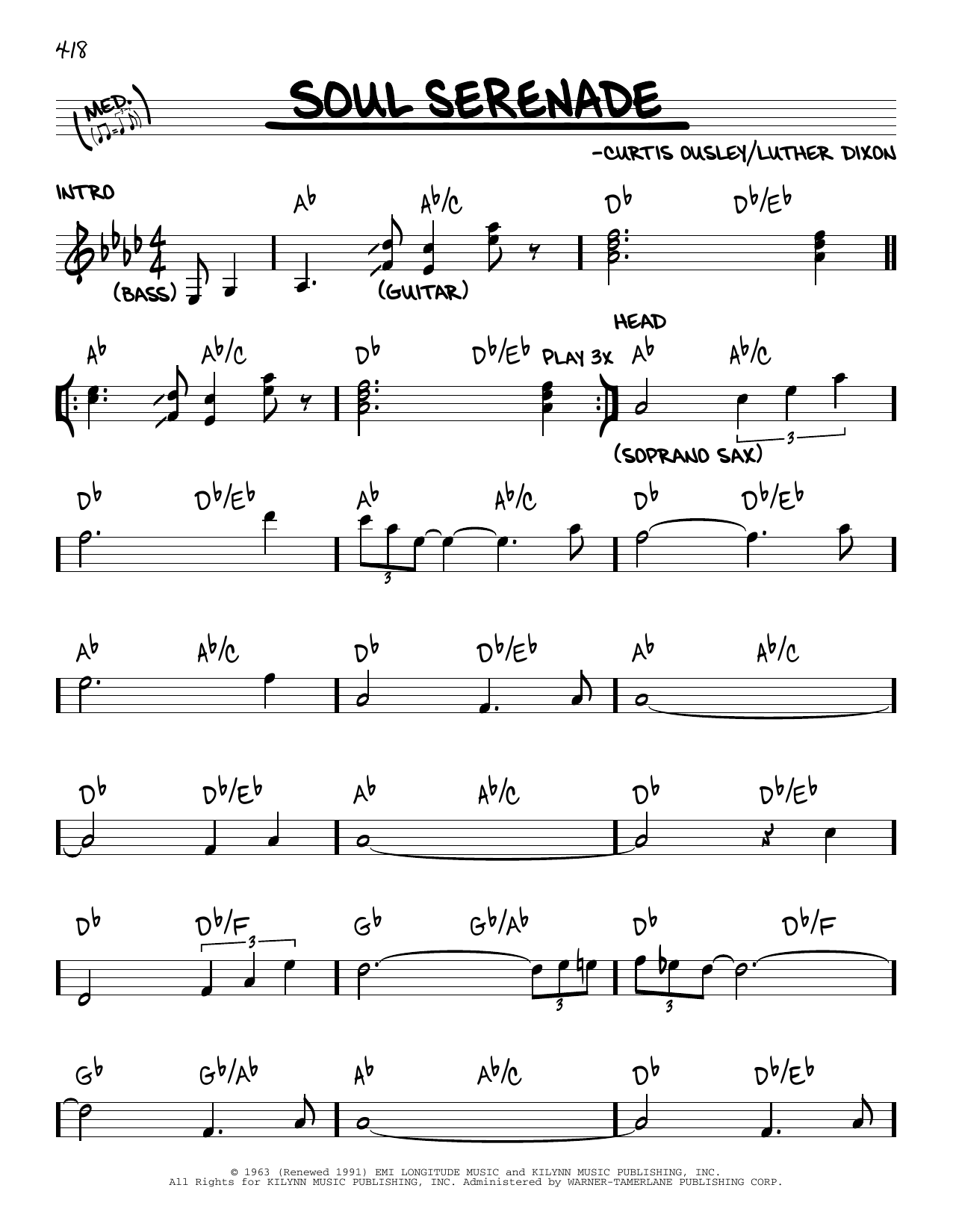 King Curtis Soul Serenade Sheet Music Notes & Chords for Real Book – Melody & Chords - Download or Print PDF