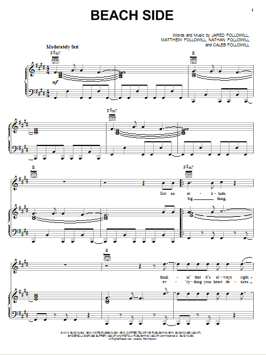 Kings Of Leon Beach Side Sheet Music Notes & Chords for Guitar Tab - Download or Print PDF