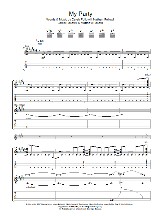 Kings Of Leon My Party Sheet Music Notes & Chords for Guitar Tab - Download or Print PDF