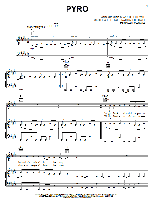 Kings Of Leon Pyro Sheet Music Notes & Chords for Guitar Tab Play-Along - Download or Print PDF