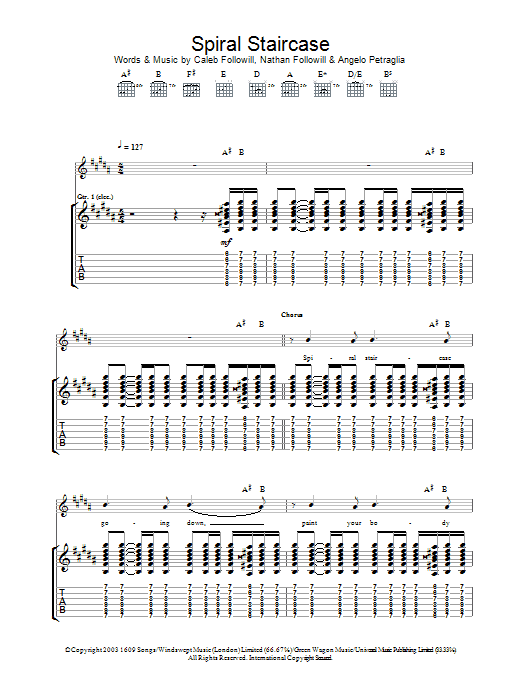 Kings Of Leon Spiral Staircase Sheet Music Notes & Chords for Guitar Tab - Download or Print PDF