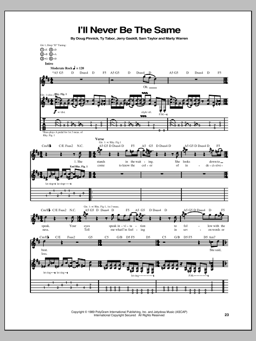 King's X I'll Never Be The Same Sheet Music Notes & Chords for Guitar Tab - Download or Print PDF