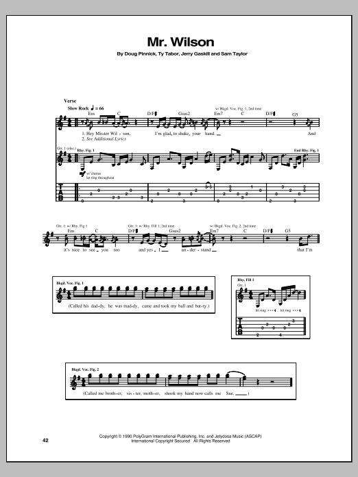 King's X Mr. Wilson Sheet Music Notes & Chords for Guitar Tab - Download or Print PDF