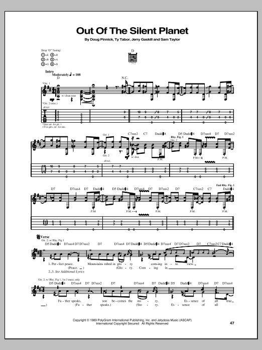 King's X Out Of The Silent Planet Sheet Music Notes & Chords for Guitar Tab - Download or Print PDF