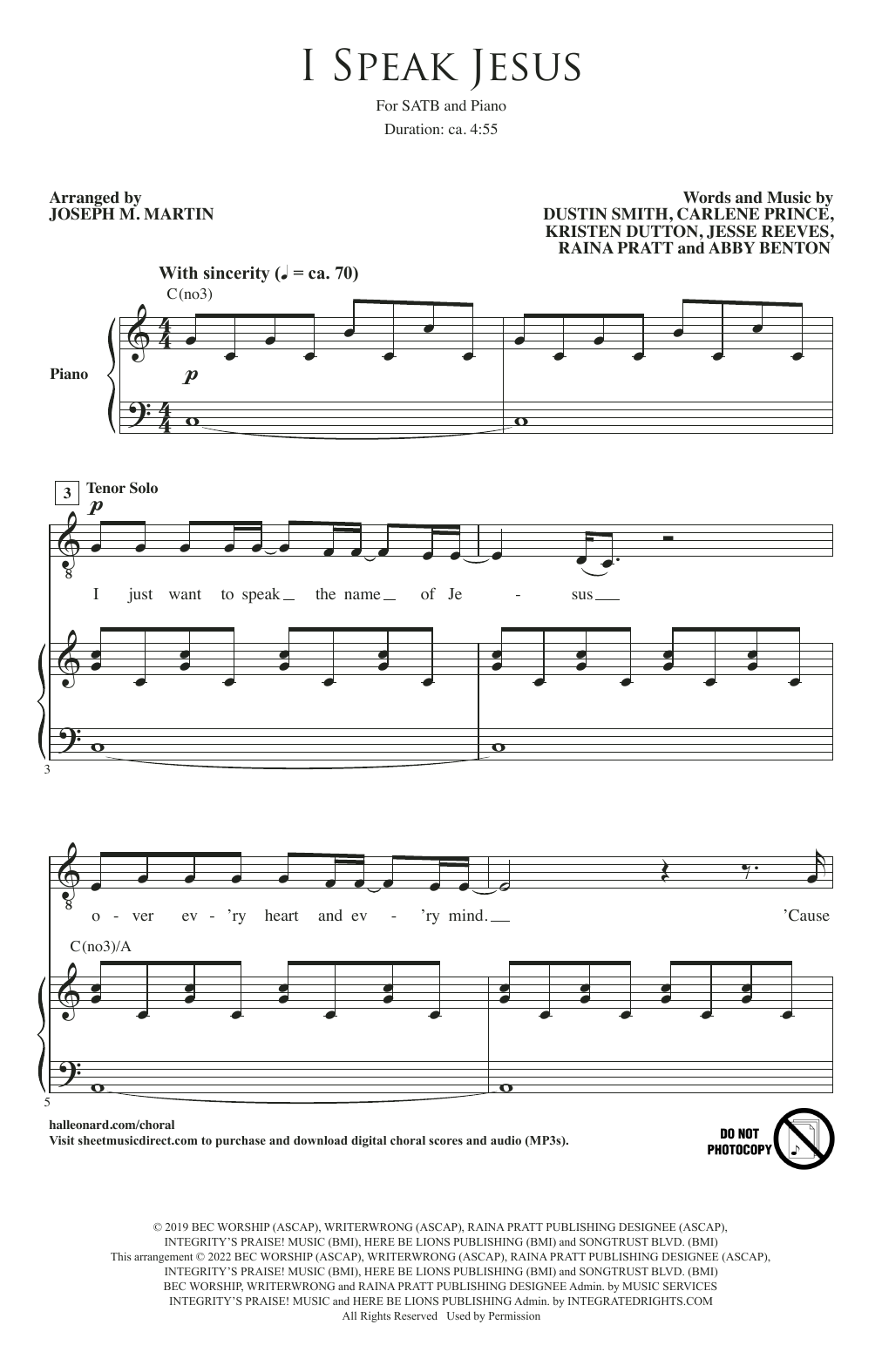 KingsPorch I Speak Jesus (arr. Joseph M. Martin) Sheet Music Notes & Chords for SATB Choir - Download or Print PDF