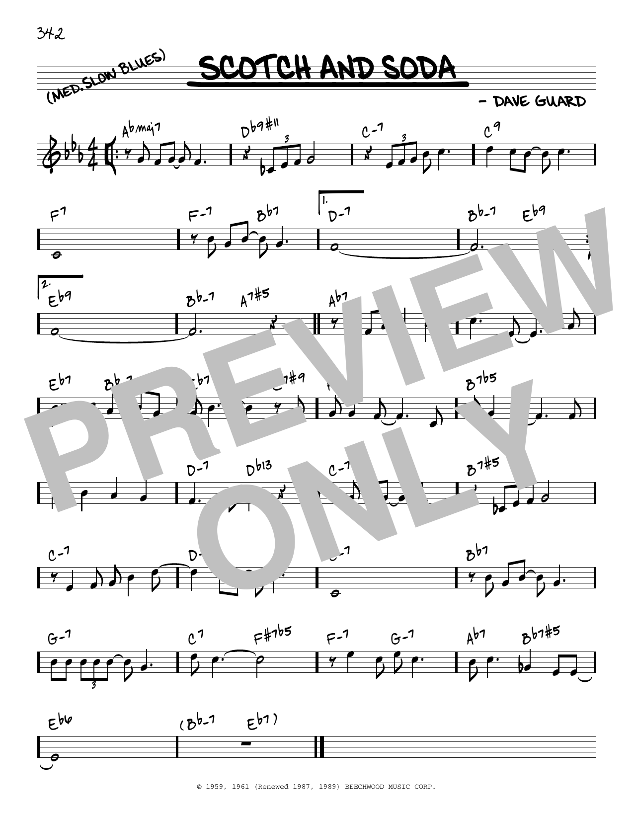 Kingston Trio Scotch And Soda [Reharmonized version] (arr. Jack Grassel) Sheet Music Notes & Chords for Real Book – Melody & Chords - Download or Print PDF