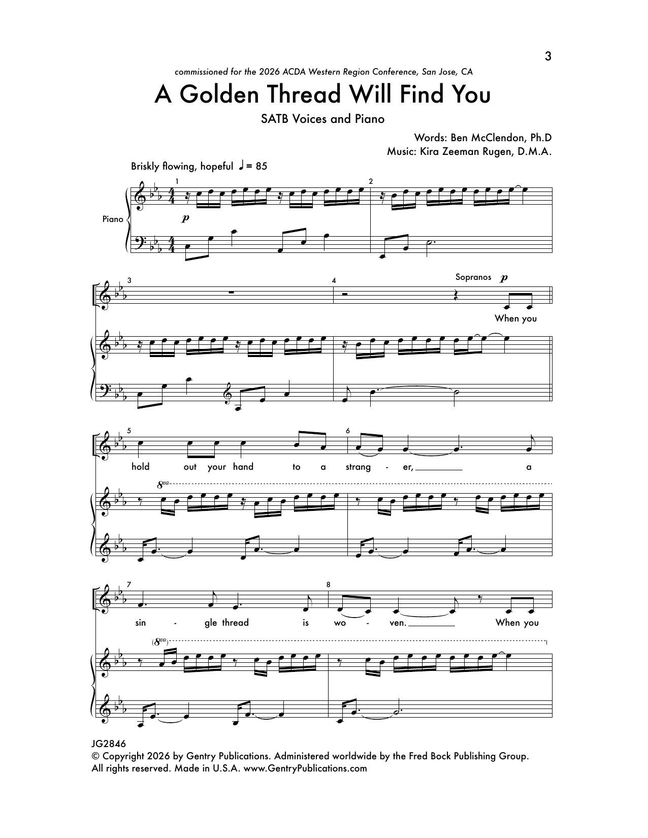Kira Zeeman Rugen A Golden Thread Will Find You Sheet Music Notes & Chords for SATB Choir - Download or Print PDF