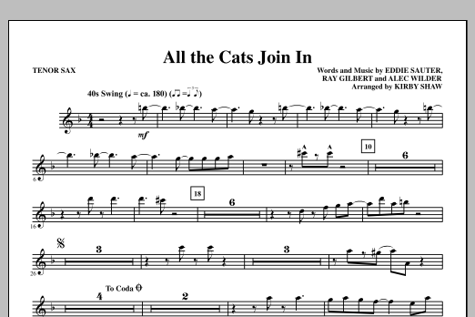 Kirby Shaw All The Cats Join In - Bb Tenor Saxophone Sheet Music Notes & Chords for Choir Instrumental Pak - Download or Print PDF
