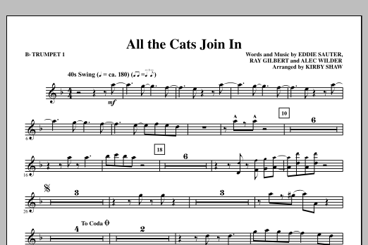 Kirby Shaw All The Cats Join In - Bb Trumpet 1 Sheet Music Notes & Chords for Choir Instrumental Pak - Download or Print PDF