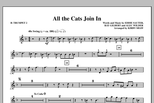 Kirby Shaw All The Cats Join In - Bb Trumpet 2 Sheet Music Notes & Chords for Choir Instrumental Pak - Download or Print PDF