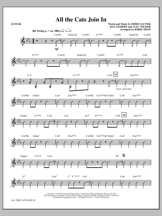Kirby Shaw All The Cats Join In - Guitar Sheet Music Notes & Chords for Choir Instrumental Pak - Download or Print PDF