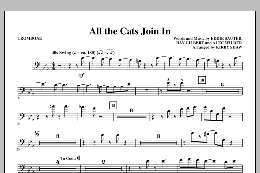 Kirby Shaw All The Cats Join In - Trombone Sheet Music Notes & Chords for Choir Instrumental Pak - Download or Print PDF