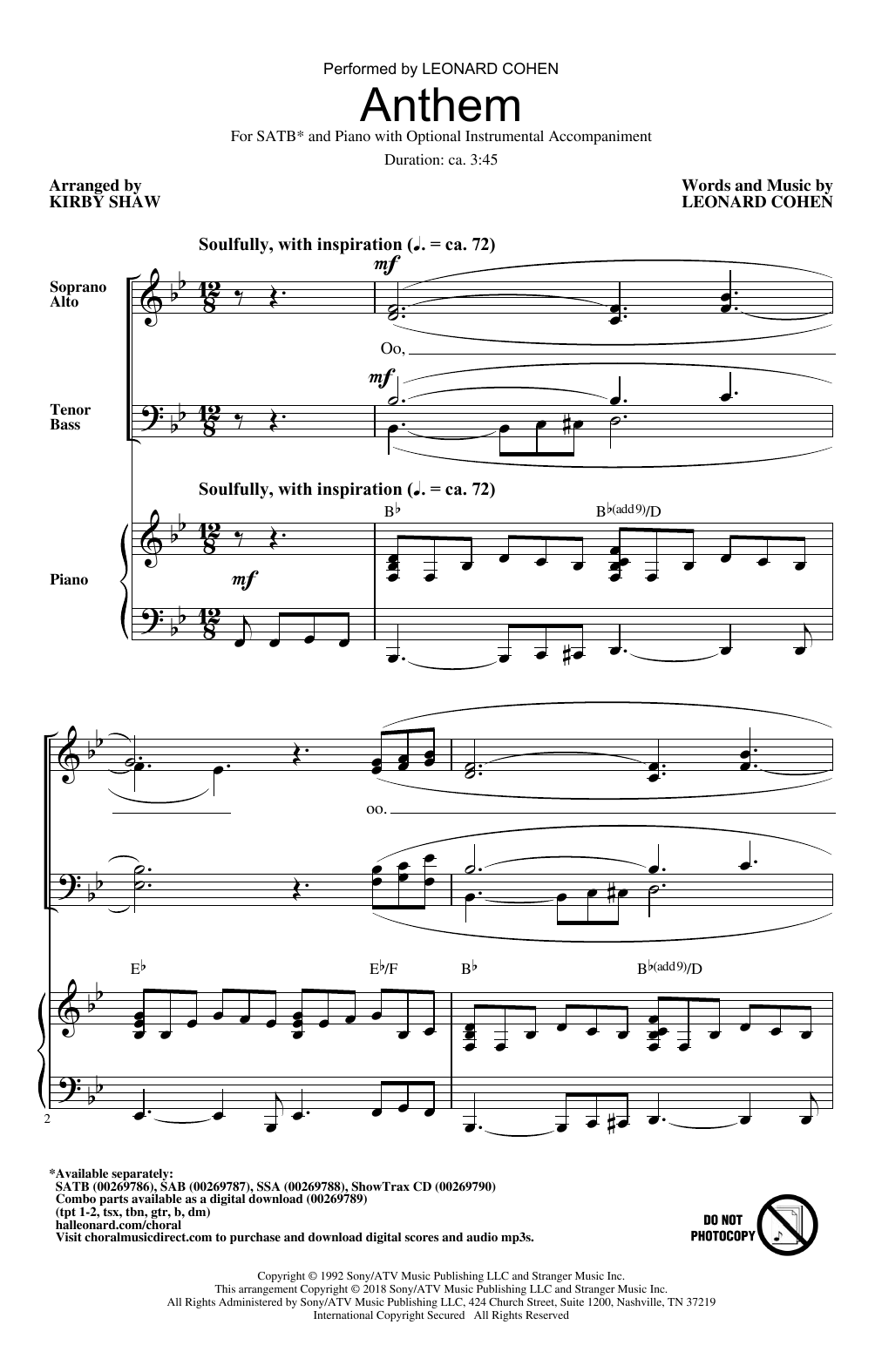 Kirby Shaw Anthem Sheet Music Notes & Chords for SAB - Download or Print PDF