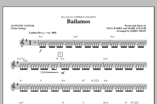 Kirby Shaw Bailamos - Acoustic Guitar (Nylon String) Sheet Music Notes & Chords for Choir Instrumental Pak - Download or Print PDF