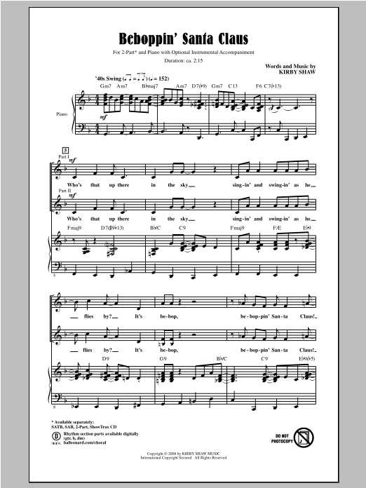 Kirby Shaw Beboppin' Santa Claus Sheet Music Notes & Chords for SAB - Download or Print PDF