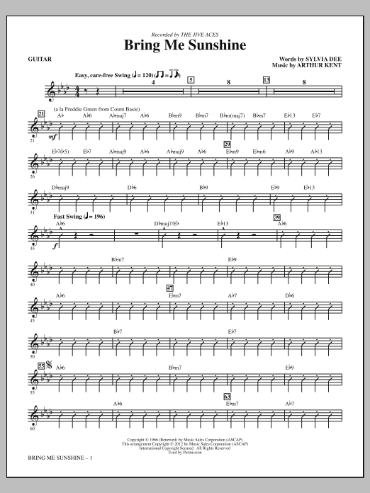 Kirby Shaw Bring Me Sunshine - Guitar Sheet Music Notes & Chords for Choir Instrumental Pak - Download or Print PDF