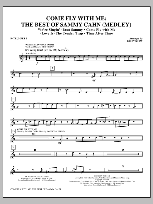 Kirby Shaw Come Fly With Me: The Best Of Sammy Cahn - Bb Trumpet 2 Sheet Music Notes & Chords for Choir Instrumental Pak - Download or Print PDF