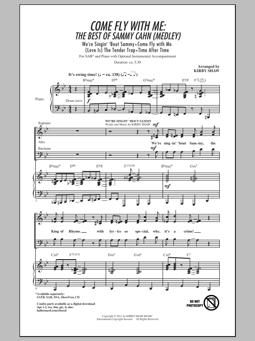 Kirby Shaw Come Fly With Me: The Best Of Sammy Cahn (Medley) Sheet Music Notes & Chords for SSA - Download or Print PDF