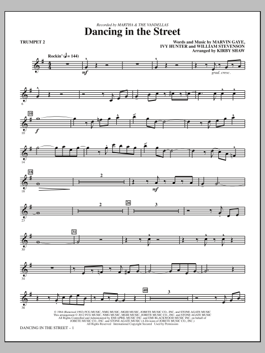 Kirby Shaw Dancing In The Street - Bb Trumpet 2 Sheet Music Notes & Chords for Choir Instrumental Pak - Download or Print PDF