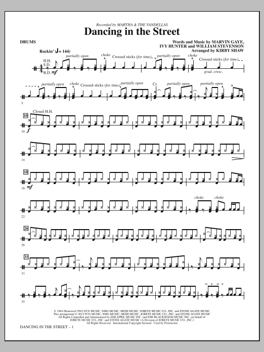 Kirby Shaw Dancing In The Street - Drums Sheet Music Notes & Chords for Choir Instrumental Pak - Download or Print PDF